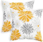 CaliTime Throw Pillow Cases Pack of 2 Cozy Fleece Two-Tone Blooming Flowers Decorative Cushion Covers for Couch Bed Sofa Farmhouse Decoration 18 X 18 Inches Sage Green Grey