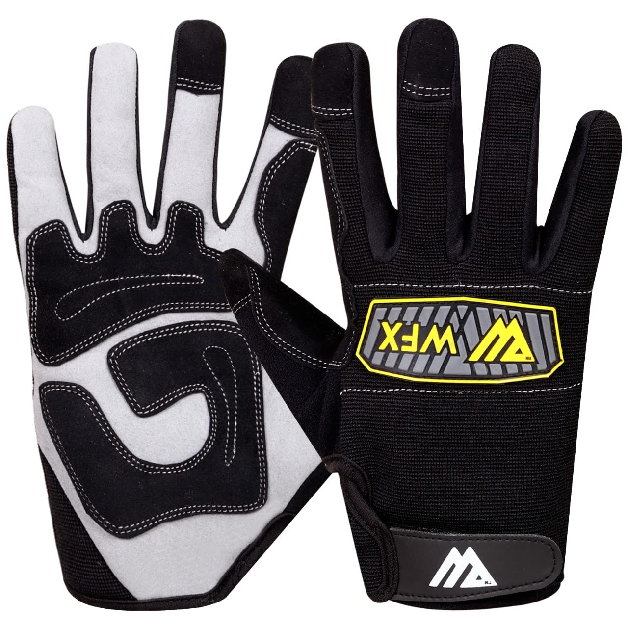 Leather Working Gardening Gloves for Men Women, Flexible & Breathable Construction Rigger Utility Mechanic Thorn Proof Gloves for Landscaping, Rose Pruning & Outdoor Chores (Black/Grey, M)