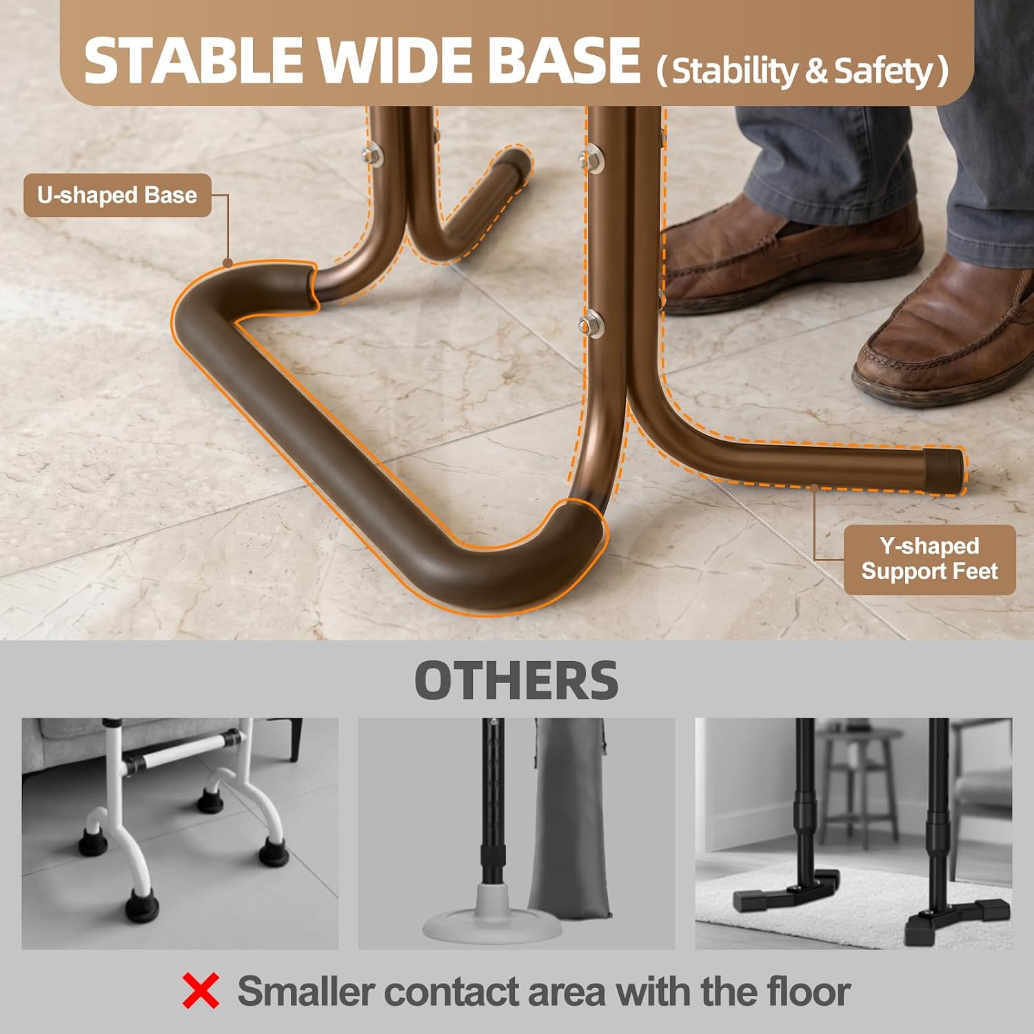 SPECILITE Stand Assist Aid for Elderly, 500Lbs Weight Capacity, 32.9'' - 35.8'' Height Adjustable Aluminum Alloy Mobility Aid, Couch Support & Walkers for Seniors, Handicaps