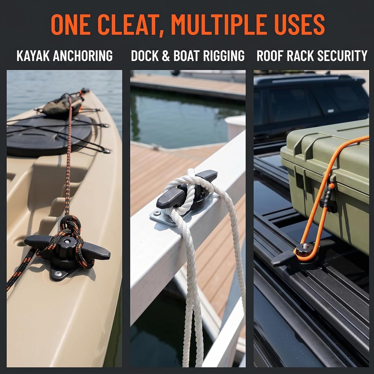 MIZUGIWA Kayak Ancor Mount,Kayak Track Mount Line Cleat,Rail Mount Fishing Accessory for Secure Rope Tying on Kayaks,Canoes,Boats