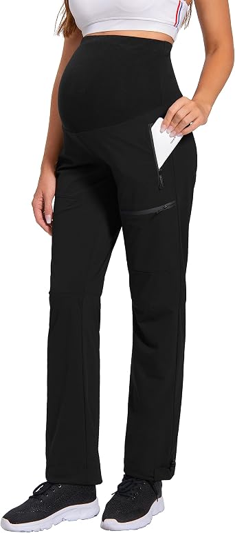 V VOCNI Maternity Cargo Scrub Pants Quick-Dry Hiking Pregnancy Pants