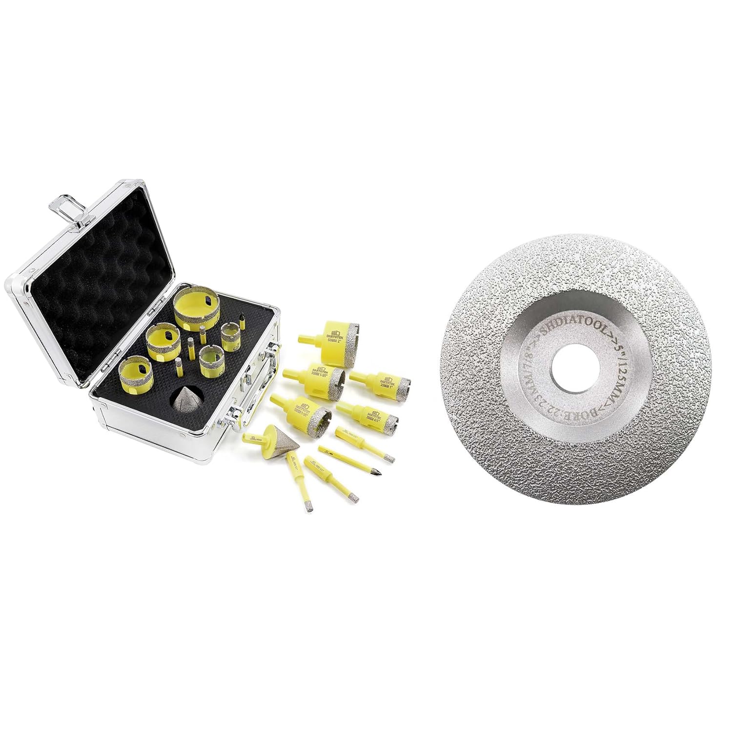Diamond Core Drill Bits Set 10PCS - DARTOTEK Tile Hole Saw Kit (6/6/6/20/25/32/35/50mm/1 3/8"/6mm for Porcelain, Ceramic Tile, Granite, Marble, Masonry