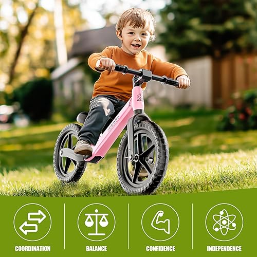 Miniatura 10 de Ridego 12 or 14 Inch Balance Bike for Kids 3-7 Year Old,Lightweight Kids Bike with Adjustable Seat, Push Bicycle with Air Rubber TiresRide-on Toys