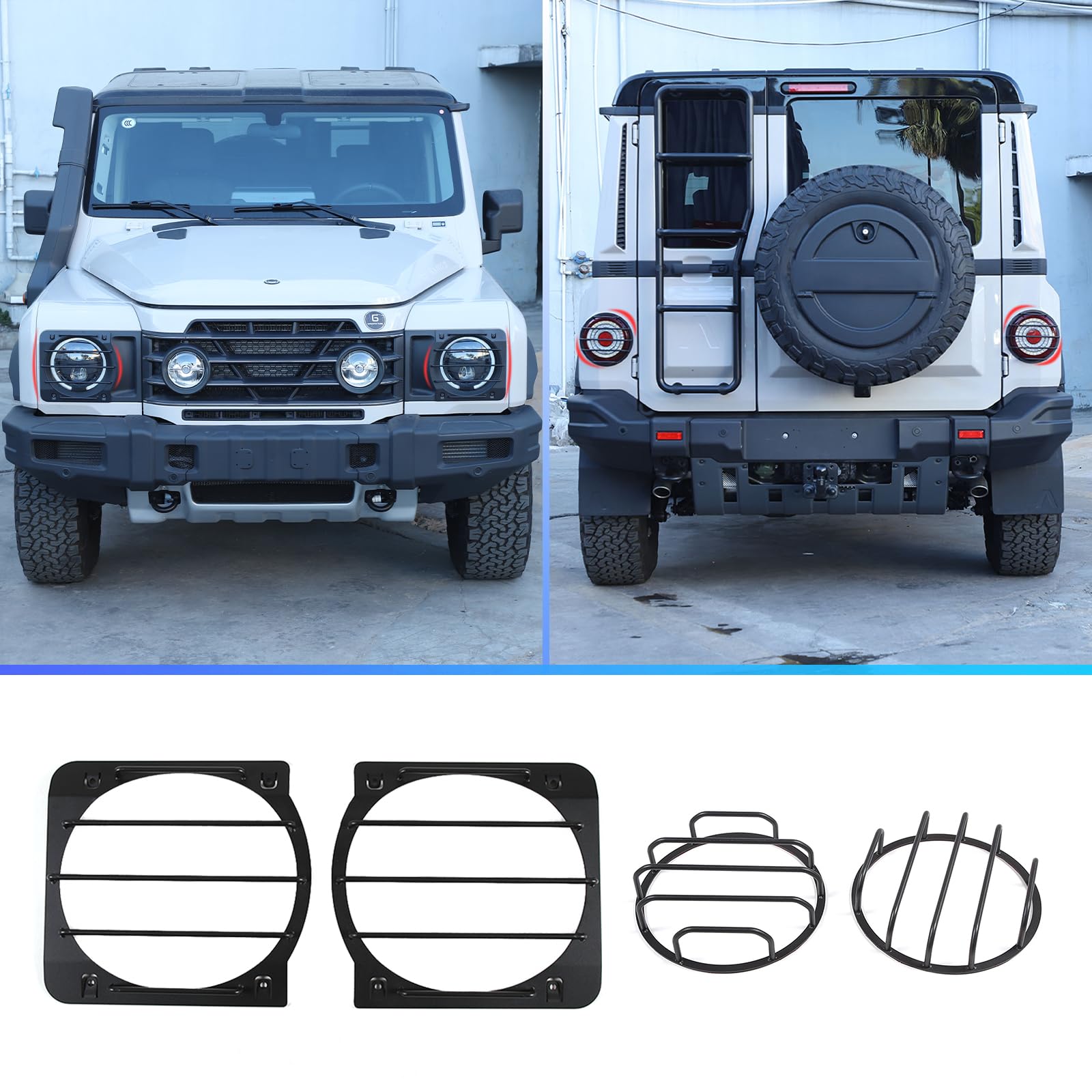 Light Guard for INEOS Grenadier 2020-2025 Accessories, Lamp Protector Guard Cover Trim, Car Light Grill Guard, Automobile Styling Protection Guard, Carbon Steel (4PCS Matt Black Set)