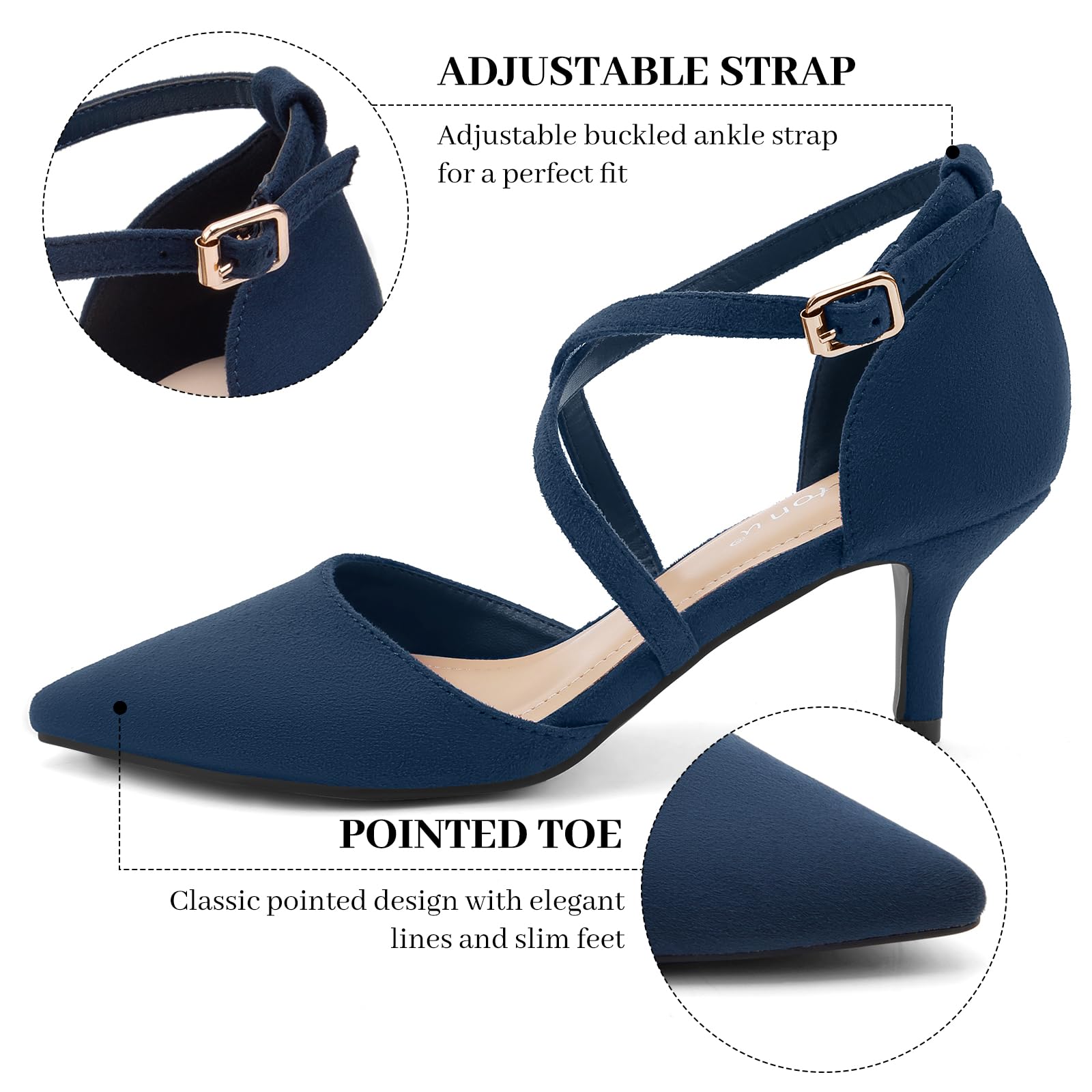 Greatonu Sandali con Tacco Gattino Punta Chiusa Scarpe da Festa Donna