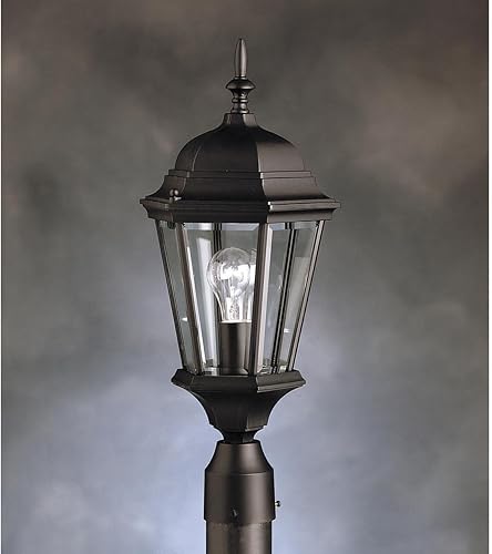 Kichler Madison 9956BK - Luz exterior de 21.75 pulgadas de alto x 9.5 pulgadas de ancho, 1 luz exterior con vidrio biselado transparente, 21.75