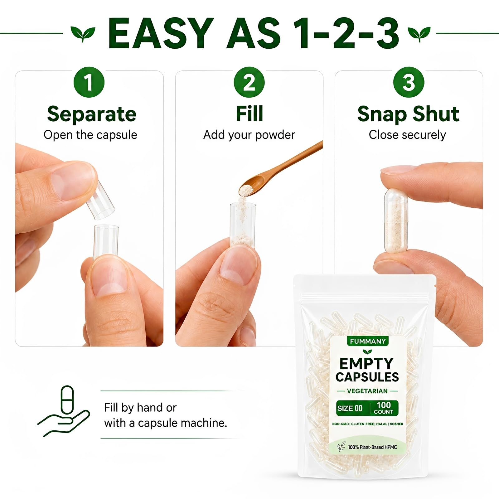 Size 00 Clear Vegan Empty Capsules, 1000 Count Veggie Capsules — Amazon image 5