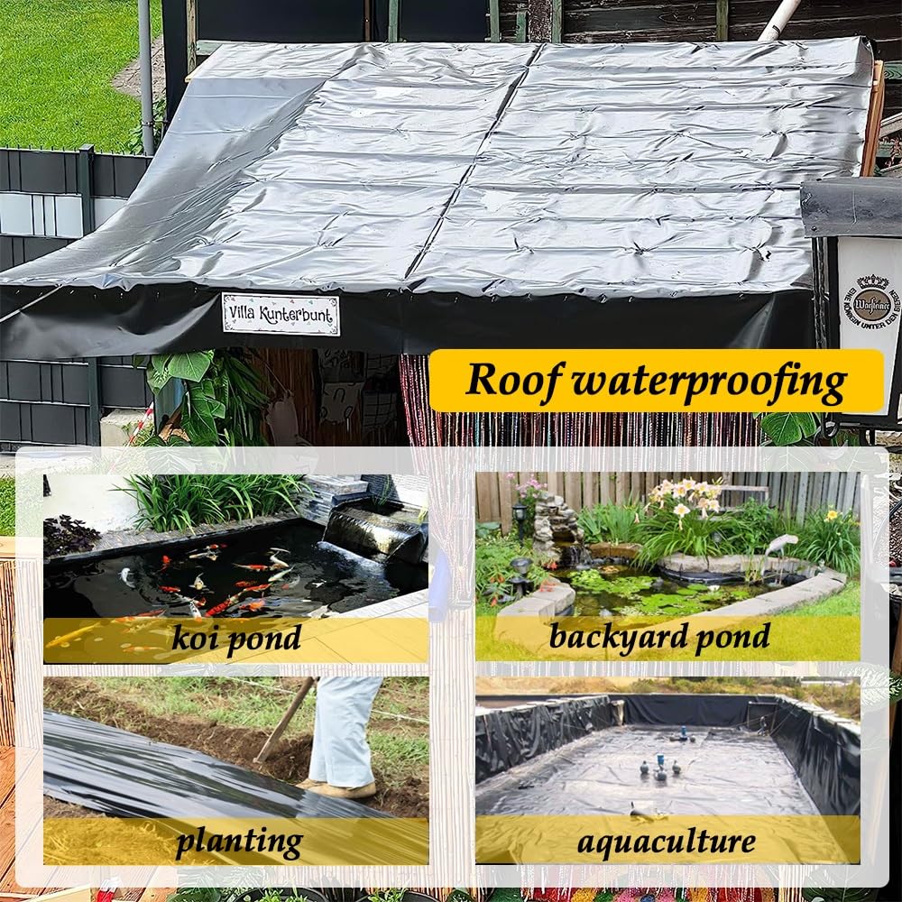 HDPE Revestimiento para Estanque - 2x12m 3x7m 6x6m 8x10m 9x15m 14x14m - Flexible Lámina Lona para Cascada, Agua, Jardín, Paisajismo, Acuicultura(Size:10×10m)