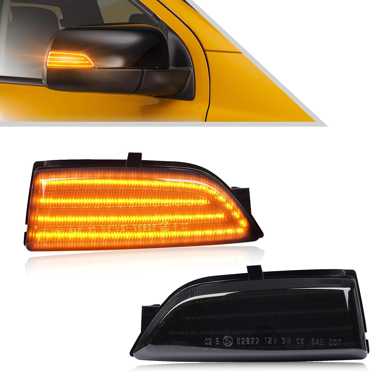 POPMOTORZ 2 x LED Mirror Indicator Lights for Ford Ranger T6 2012-2019 Raptor and Wildtrak Everest U375 / UA 2015-2019 with Canbus Error Free 2835 SMD Black