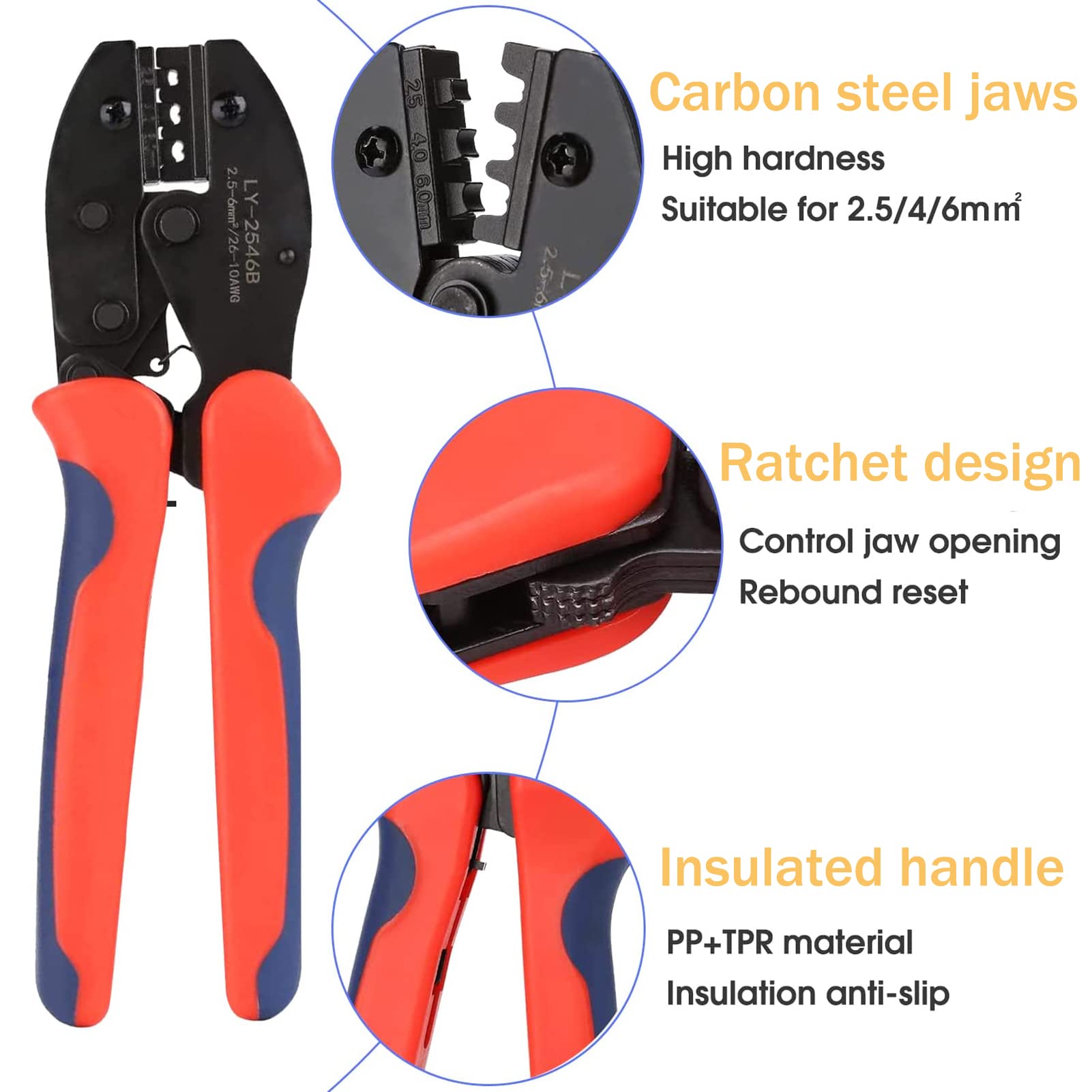 Solar Crimping Tool Cavo Connettore, con 6pcs Maschio Connettore Solare Femminile + 2pcs Chiave Chiave Chiave + 1pcs Filo Crimpatore + 1pcs Tool Kit per 2.5/4/6mm² Filo Solare PV
