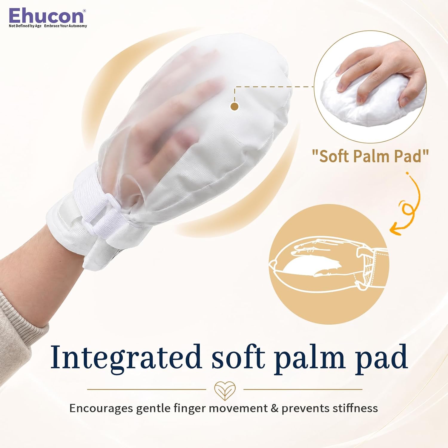 EHUCON Protective Hand Mitts with See-Through Mesh - Soft Control Mitts for Elderly Care, Anti-Scratching & Tube Pulling Prevention - Single Patient Use, 1 Pair (White, mesh)