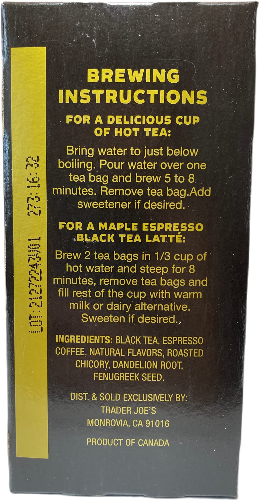 Trader Joes Maple Espresso Black Tea Blend