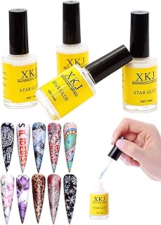 4 Bottles Professiona Starry Sky Nail Art Glue for Foil Sticker Nail Transfer Tips Decorations Adhesive White 15 ML/Bottles