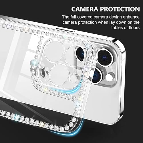 Miniatura 4 de Bonitec Funda para iPhone 13 Pro Max Bling - Funda de TPU suave con diamantes de imitación de lujo para mujer