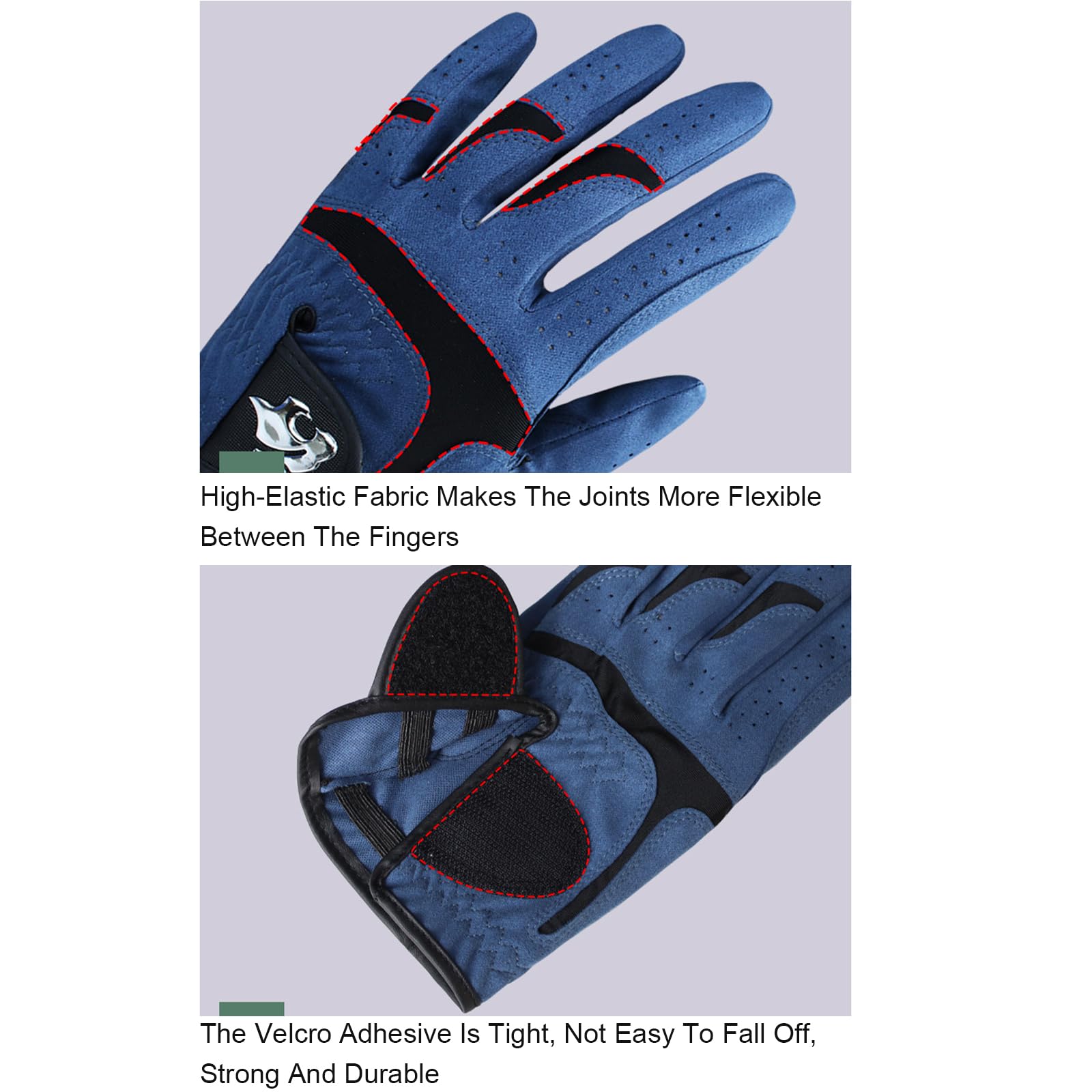 1 Pièces Gants de Golf Hommes Antidérapant Respirant Microfibre Tissu Main Gauche Golfeur Sports de Plein Air Gants avec Velcro,Black,26(Length20cm)
