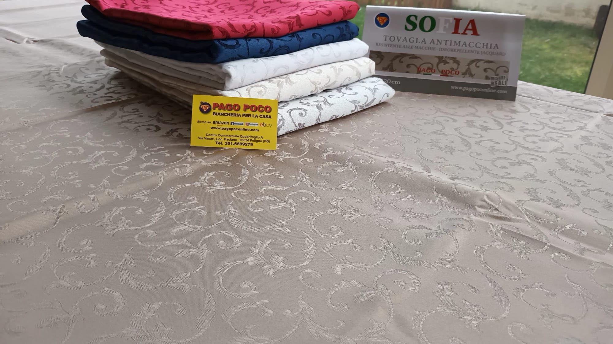 Nappe ou nappe anti-taches unie damassée 100% hydrofuge - Taille 140X450 ... Nouveauté 2022.. (Pigeon)