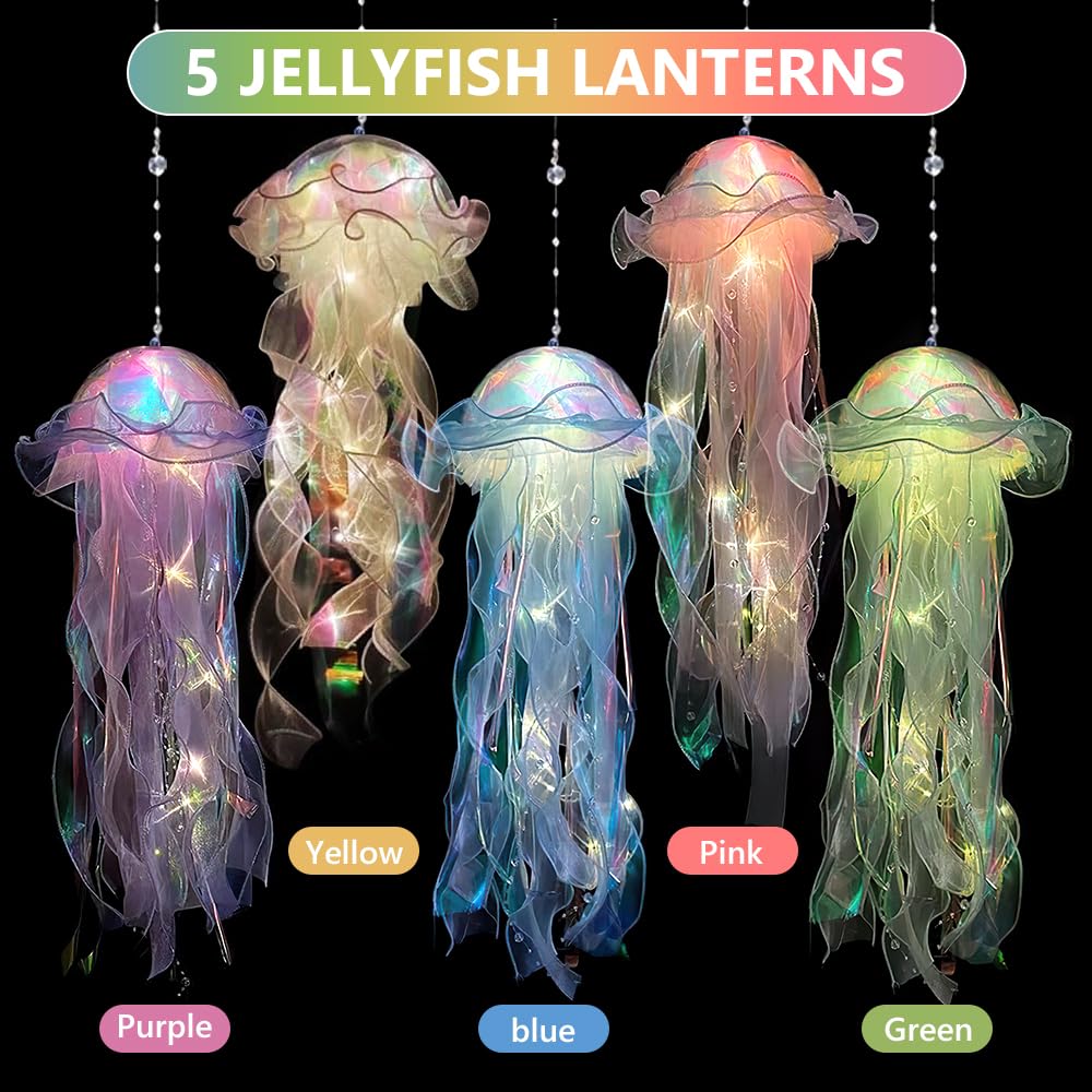 5 Pack Jellyfish Hanging Lamps, Jellyfish Lanterns Light - View #11
