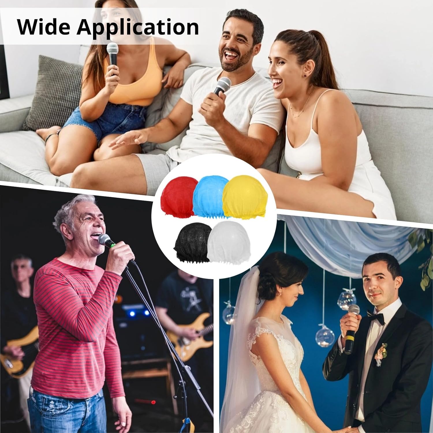 800 Pcs Disposable Microphone Covers, Non-woven Handheld Microphone Windscreens, Elastic Microphone Protective Covers, Individually Wrapped Mic Caps for Karaoke, Recording, Stage Performance