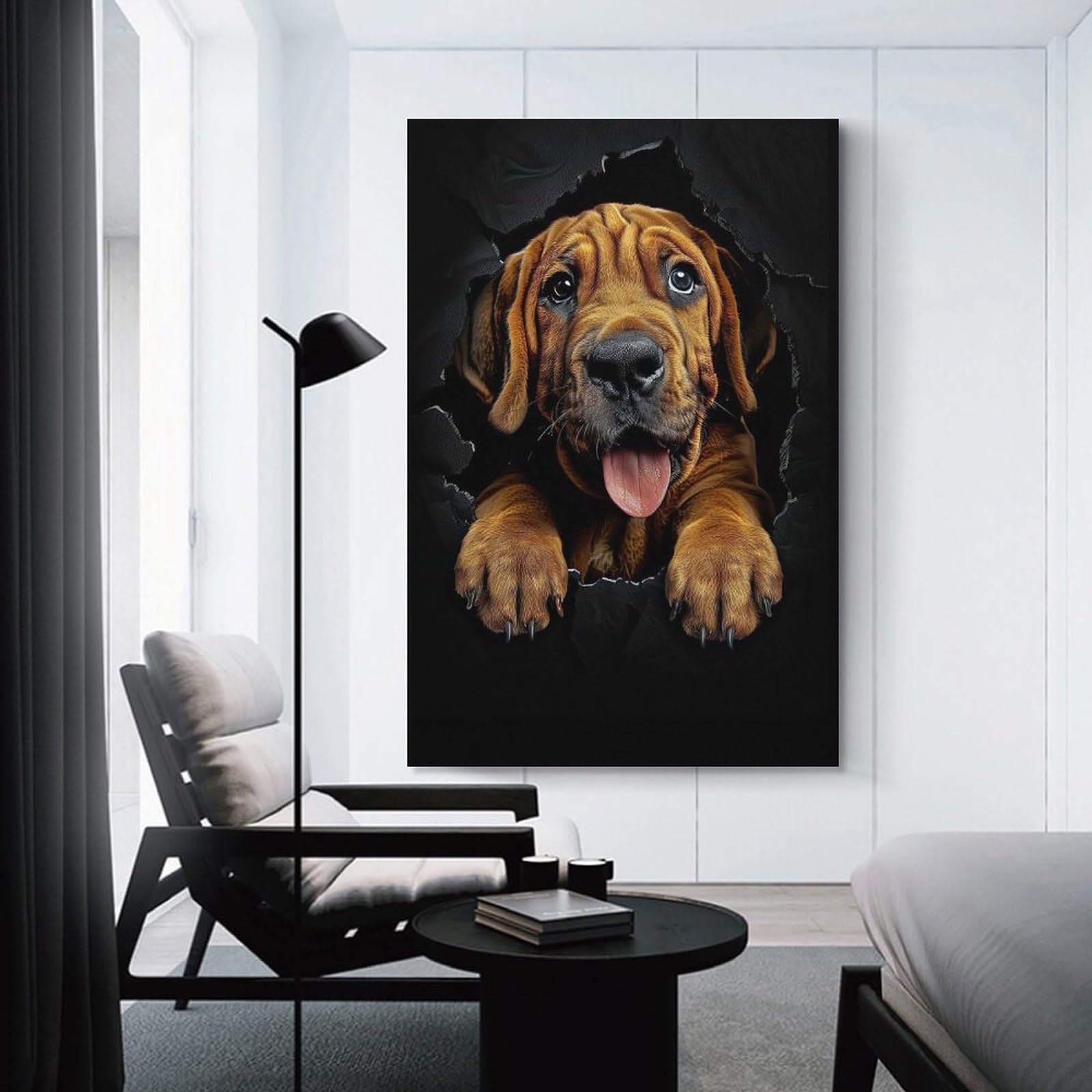 Junmoney Unframe-Style-1 Bloodhound Dog Room Decor Wall Art, 24X36inch(60X90cm), For Bedroom Walls, Guest Spaces Or Lounges, Stylish Decor For A Restful Room Update