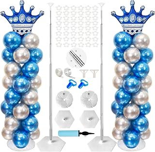 Balloon Column Stand Kit, 2 Sets of Adjustable 7 Feet Metal Arch Stand, Balloon Stand for Floor with Base, Balloon Tower for Birthday, Party Decoration, Wedding, Baby Shower, Graduation