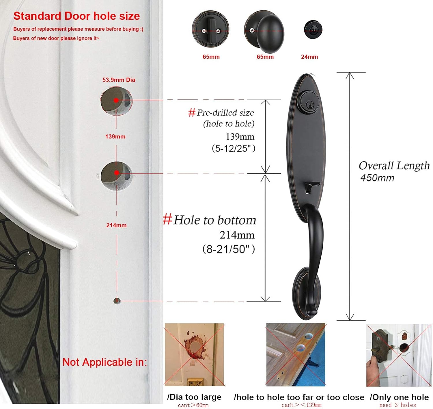 70% Off Discount Key Alike Entry Lock Hardware Oil Rubbed Bronze Double Door Handleset Exterior Handle with Interior Oval Round Knob and Deadbolt Door Hardware2006-10B-SET (Keyed Entry Handleset) 40% Off Discount Key Alike Entry Lock Hardware Oil Rubbed Bronze Double Door Handleset Exterior Handle with Interior Oval Round Knob and Deadbolt Door Hardware2006-10B-SET (Keyed Entry Handleset)