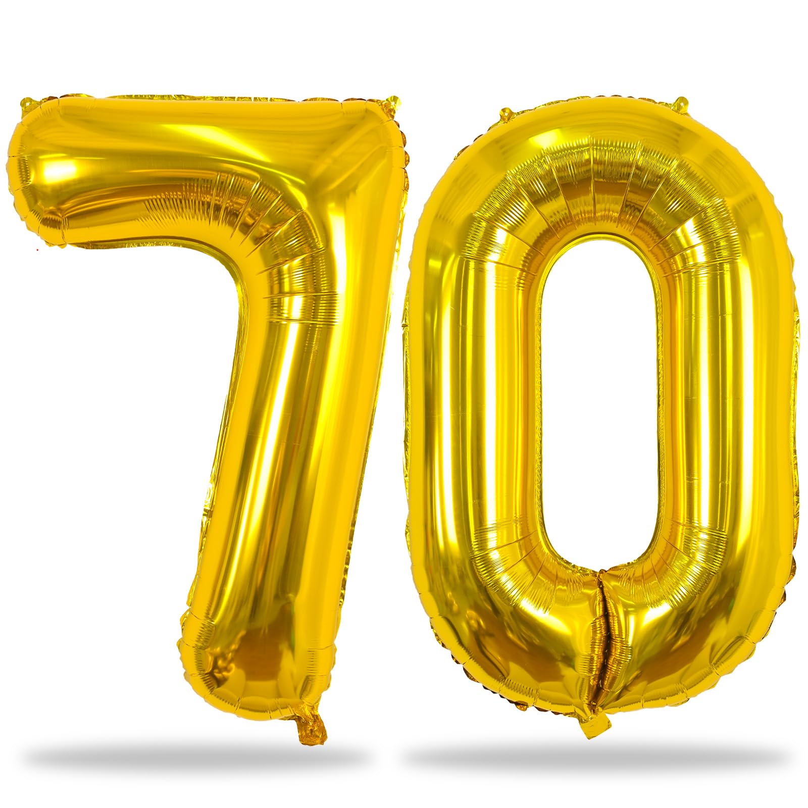 Gold Number 70 Birthday Balloons, 40 Inch Large Gold Mylar Foil Number 7 & 0 Balloons for Women, 70th Birthday Balloons for 70 Year Old Men