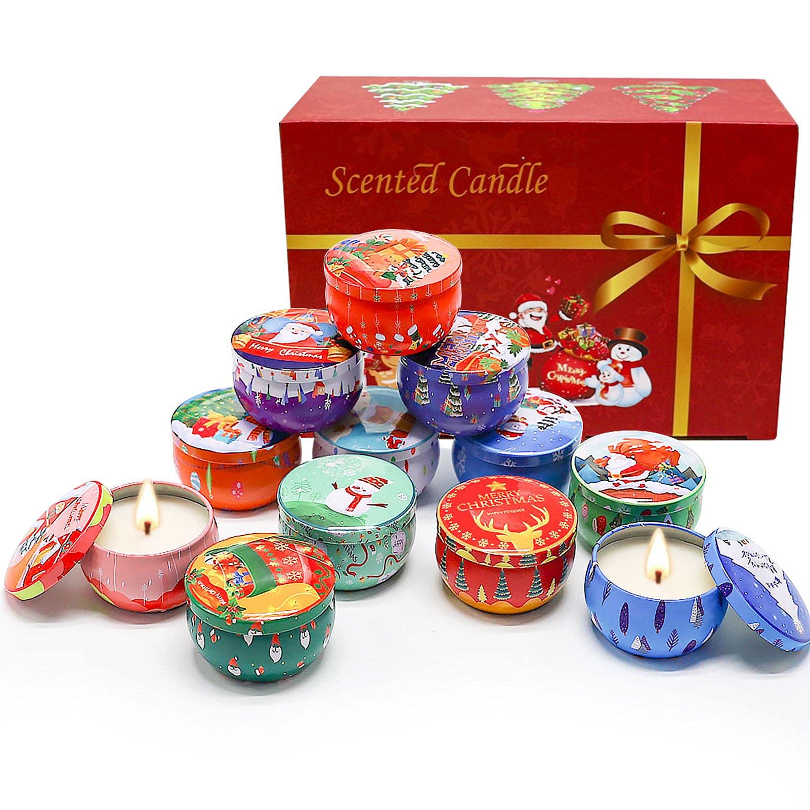 Yiida Velas Navidad, Set Regalo para Navidad, Velas Soja | Juego Regalo, 12 Unidades