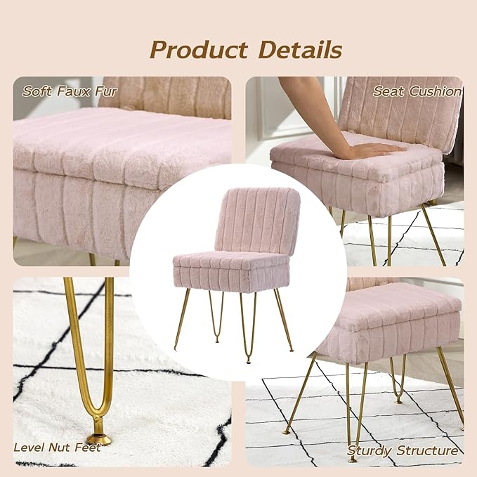 Silla De Oficina Sin Apoyabrazos Con Respaldo Plegable Rosa miniatura 6