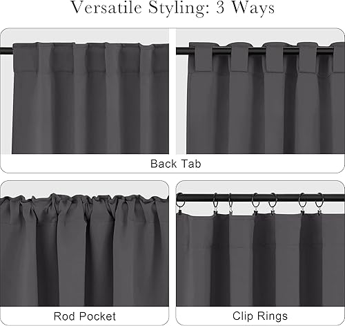 Miniatura 83 de PONY DANCE - Cortinas opacas aisladas térmicamente, set de 2 cortinas opacas con bolsillo para barra / pestaña trasera, paneles de cortinas opacas,