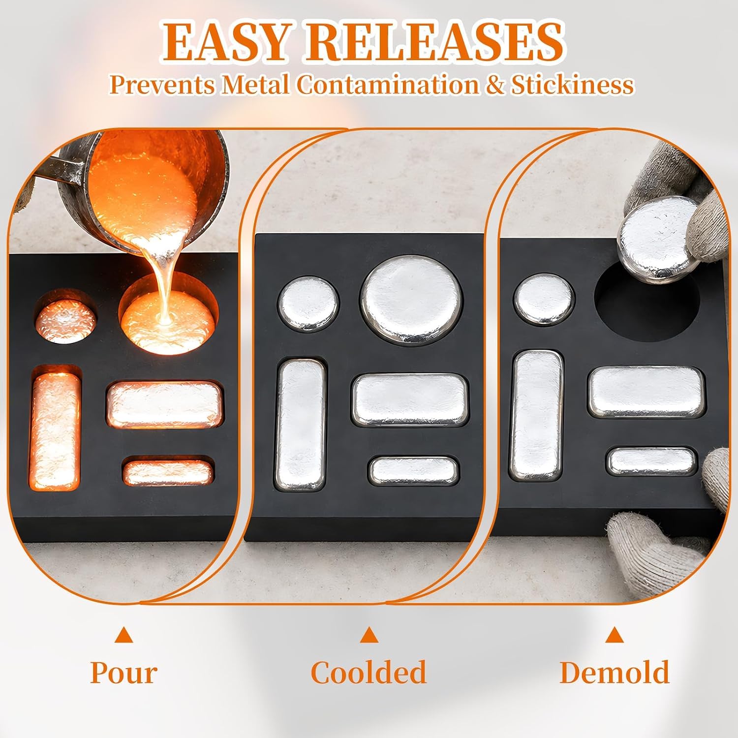 5-in-1 Graphite Mold for Melting Metal Casting Gold Silver Aluminum Copper