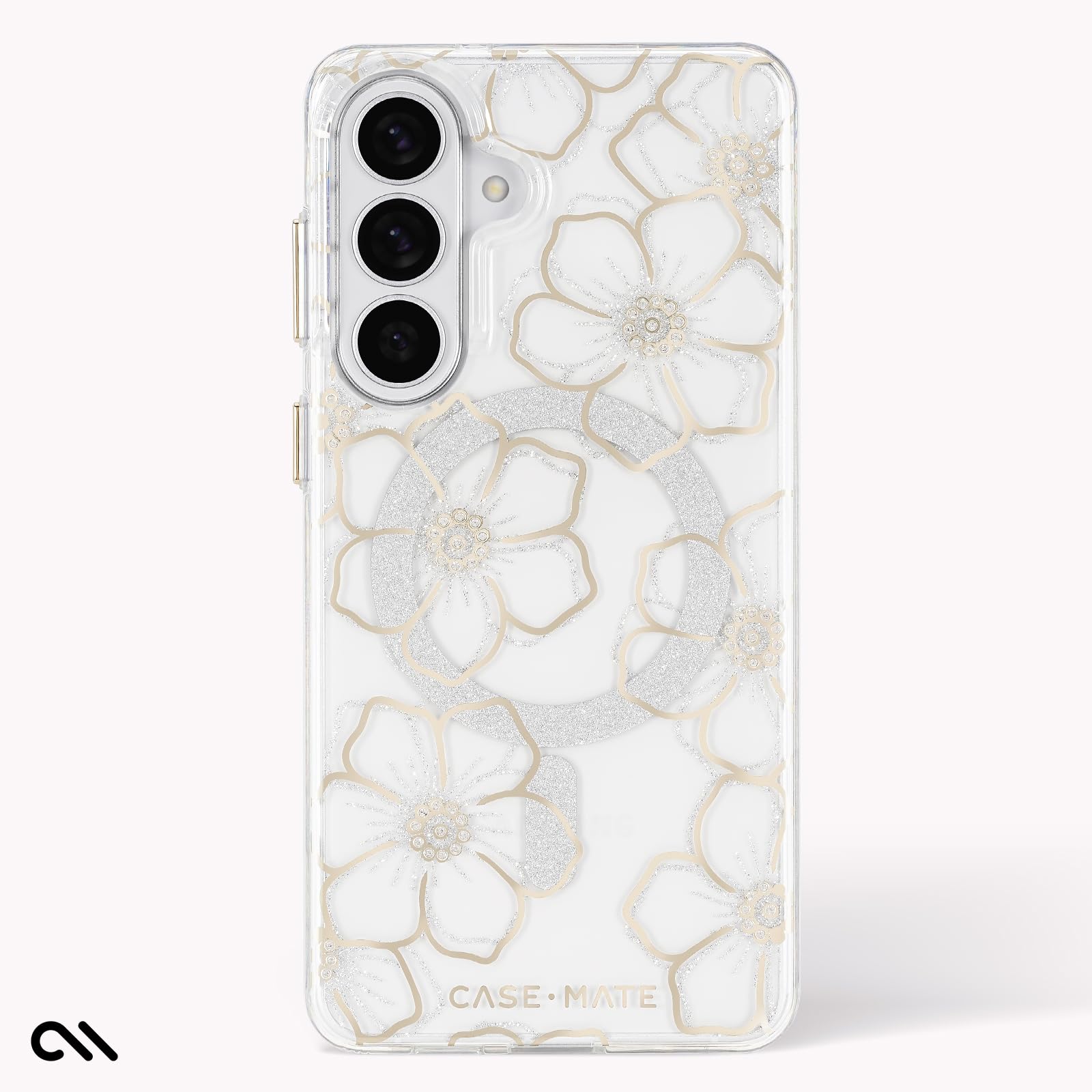 Case-Mate Etui na telefon Samsung Galaxy S26 Plus [ładowanie magnetyczne i bezprzewodowe] - błyszczące kwiatowe etui na telefon z ochroną przed upadkiem 3,7 m - magnetyczne etui premium na telefon