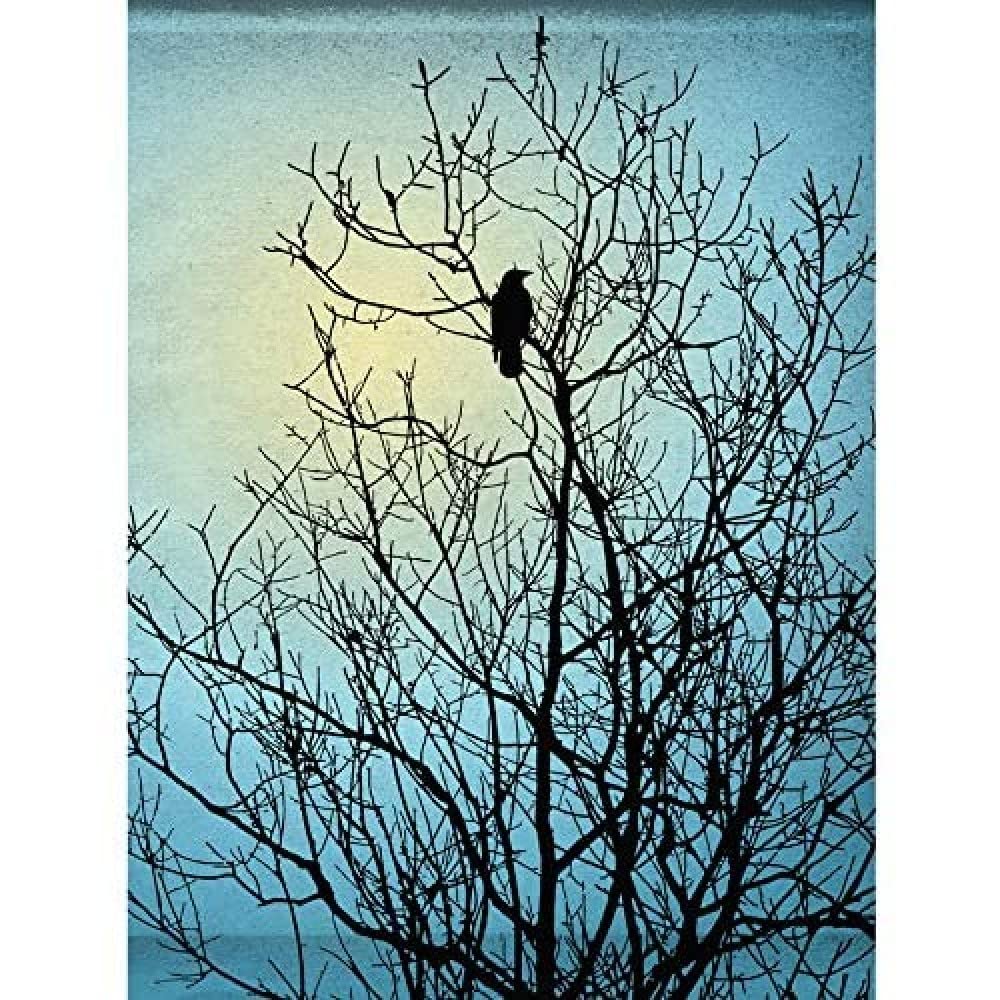Wee Blue Coo Raven Tree Silhouette Unframed Art Print Poster Wall Decor 12X16 Inch