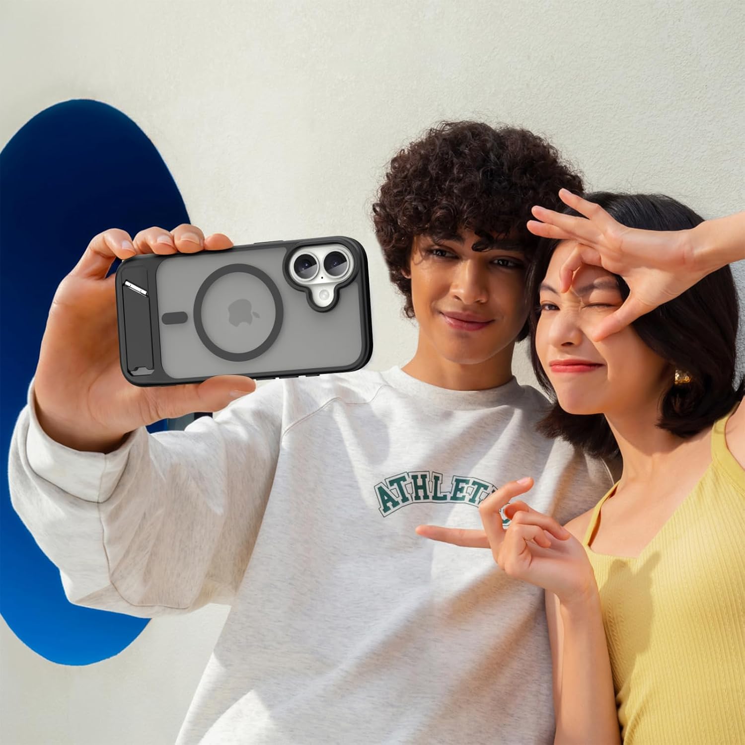 for iPhone 16 case: [fit for Magsafe] Strong Magnetic & Invisible Stand, Military-Grade Drop Protection with Screen Protector, Adjustable Kickstand Slim Frosted Translucent Matte Phone Case, Black - Image 7