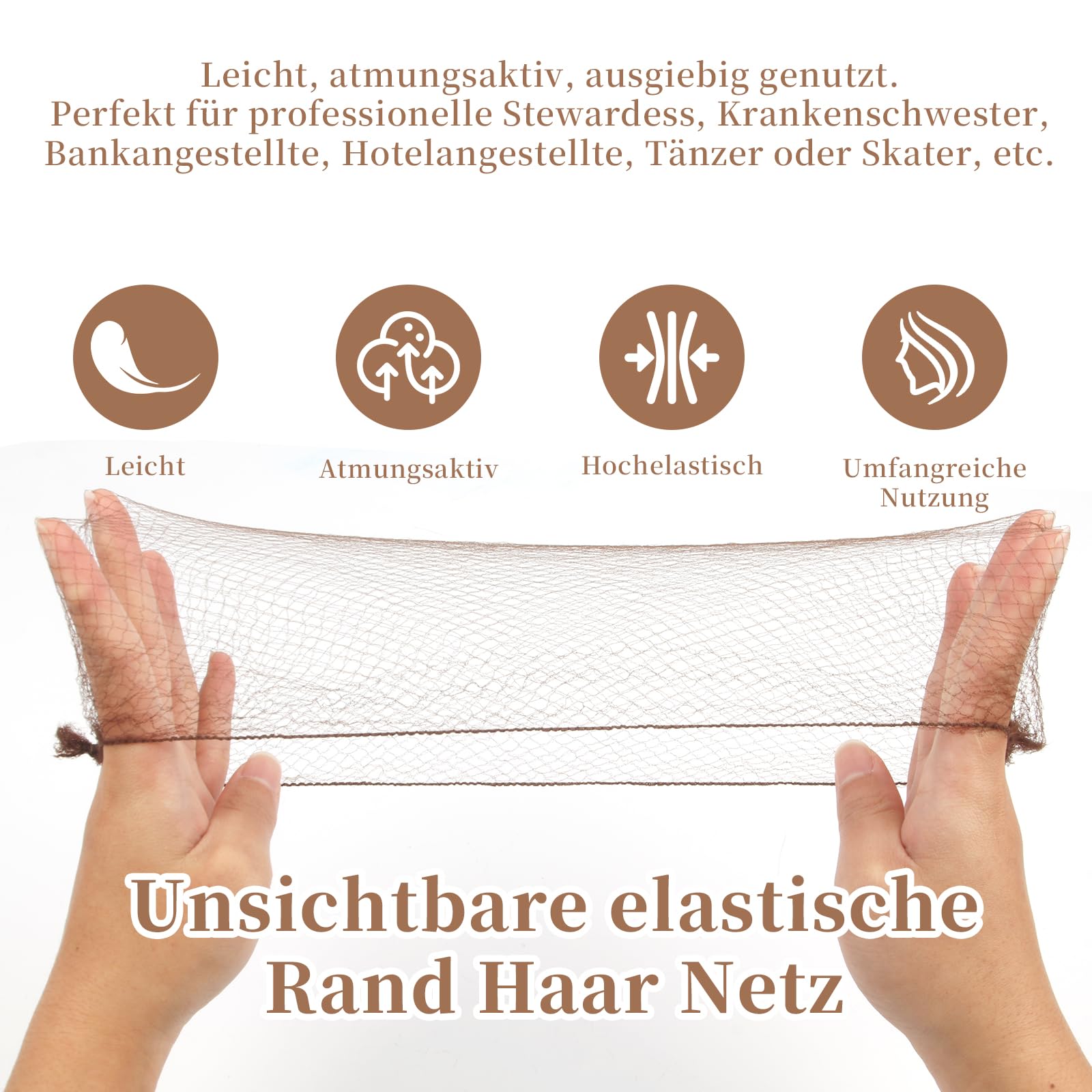 Confezione da 20 retine per chignon per balletto con 50 forcine per capelli a forma di U, retine elastiche invisibili, per chignon da danza e balletto, retine per capelli da danza per donne, ragazze,