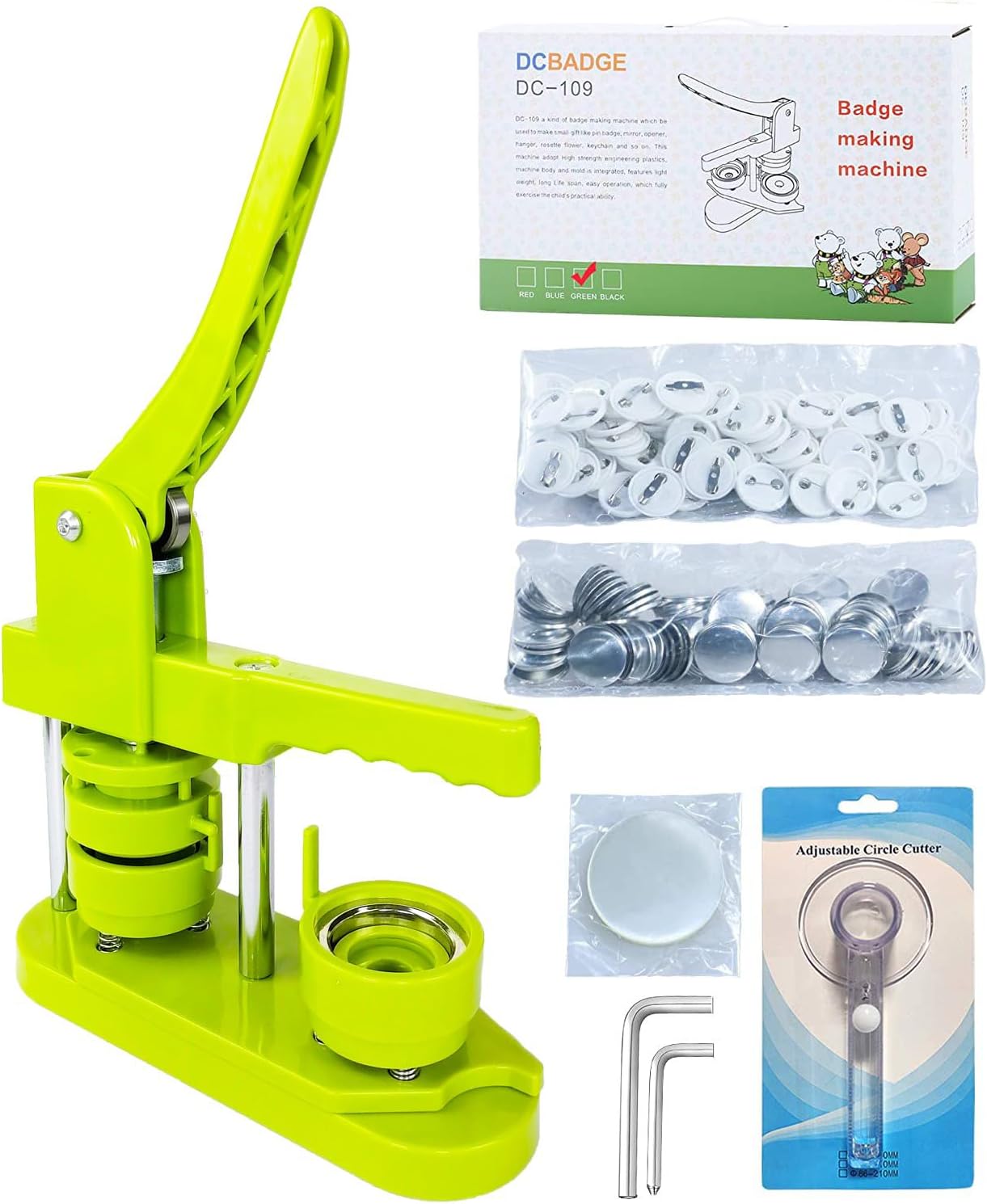Button Maker Machine, (3rd Gen) Installation-Free DIY Pin Button Maker, 25mm(1 in) Pin Button Badge Press Machine Kit with Free 500pcs of Button Parts&Circle Cutter&Wrench Gadget