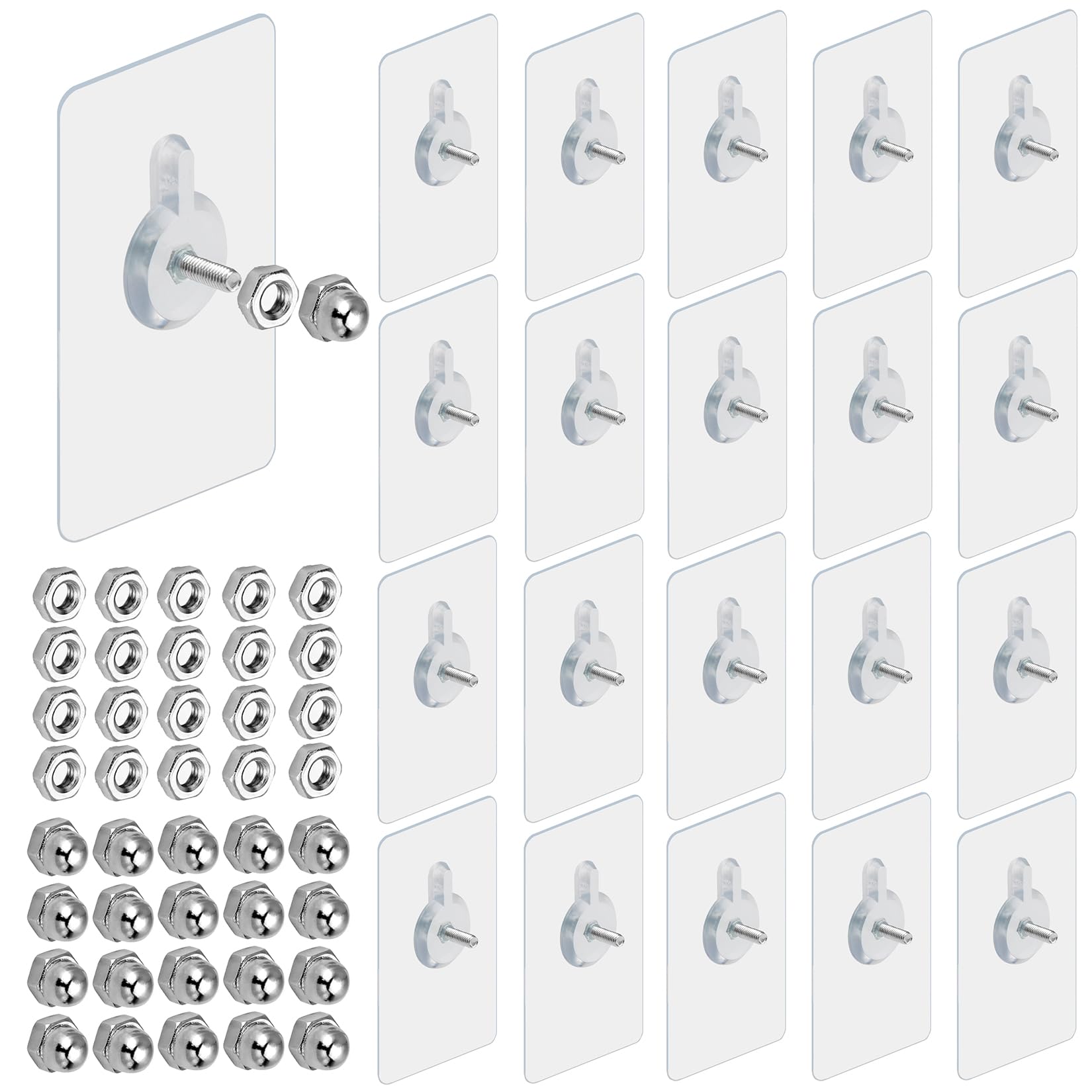 zrfgbxim 20 Piezas Ganchos Adhesivos, Cuelga Cuadros Sin Clavos, Tornillos Clavos Adhesivos para Colgar Cuadros, Ganchos Autoadhesivos Transparentes para Colgar Reloj, Foto, Cuadros (8MM)