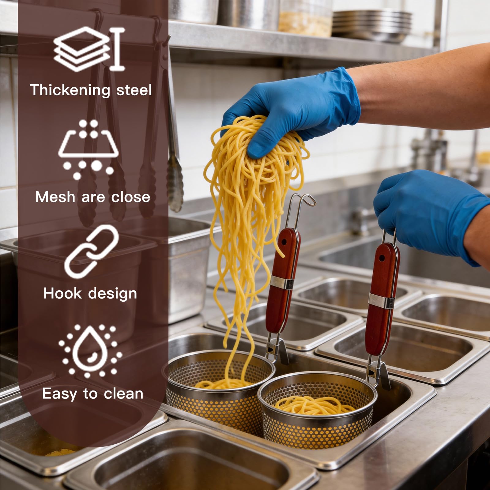 Cestelli Divisori per Pasta in Acciaio Inossidabile 14cm+12cm, Separatore Cuocipasta con Manico