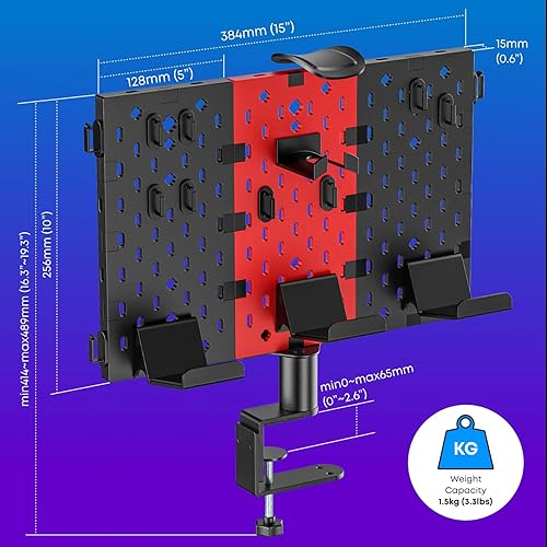 Miniatura 8 de PUTORSEN Headphone and Controller Holder for Desk, Rotatable DIY Modular Headphones Holder & Controller Stand with Cable Hooks, Clamped AboveUnder