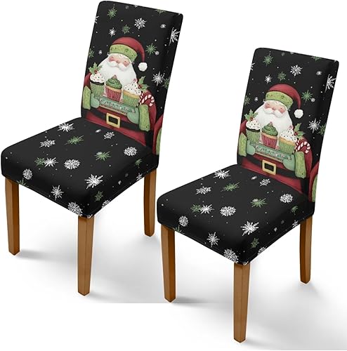 Miniatura 49 de Rnyleeg Juego de 4 fundas de silla de Navidad para sala de estar, sin brazos, copo de nieve, muñeco de nieve, fundas elásticas para sillas de Muñeco