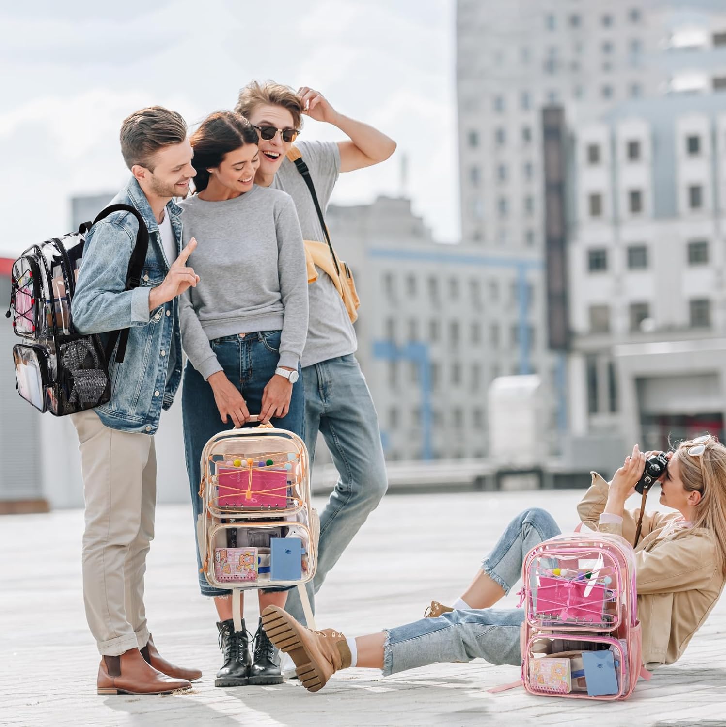 mommore Clear Backpack Heavy Duty Transparent Backpack Large See Through Bookbag for School - Image 2