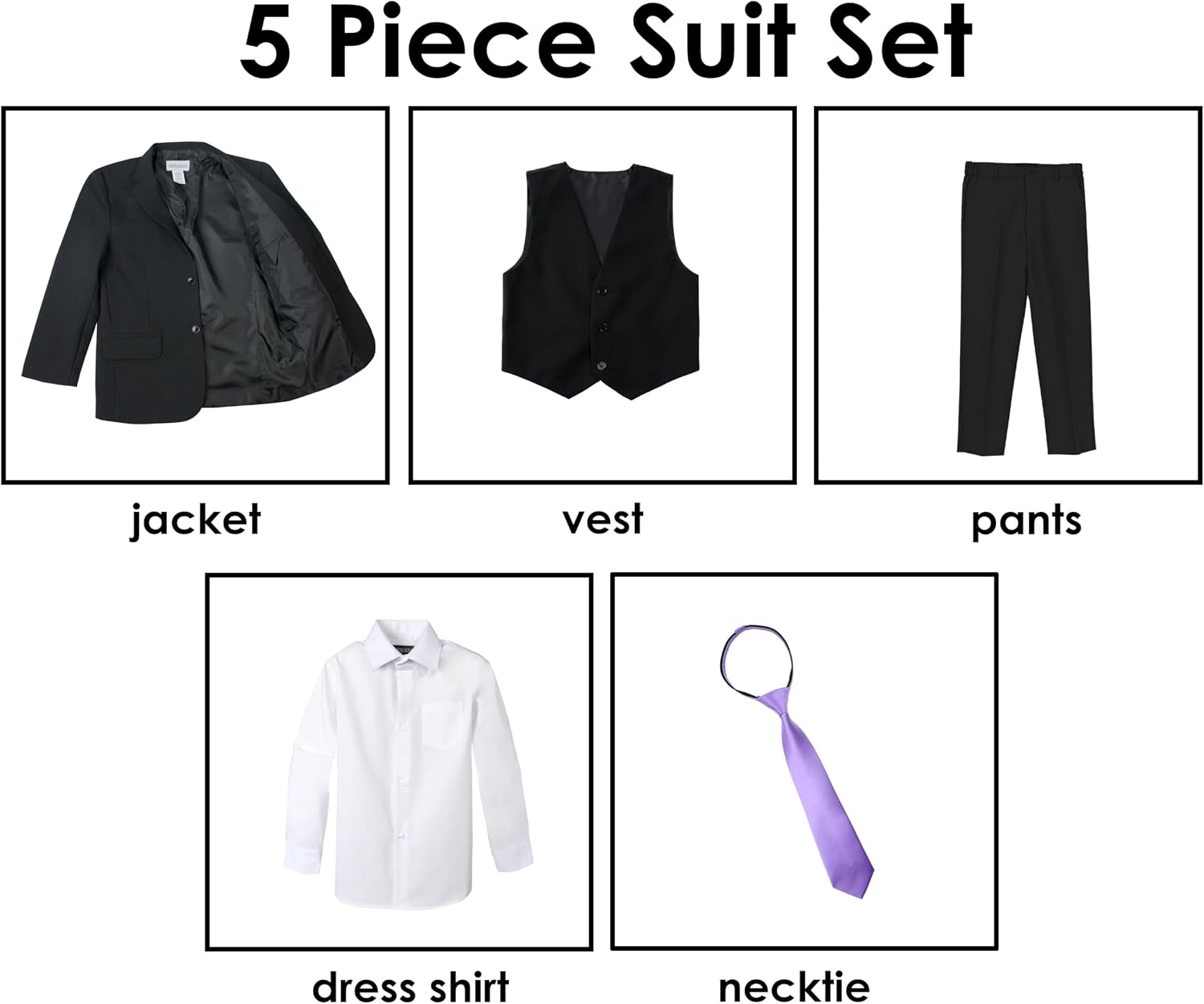 Spring Notion Big Boys' Modern Fit Dress Suit Set 4T Black w/Wisteria Tie