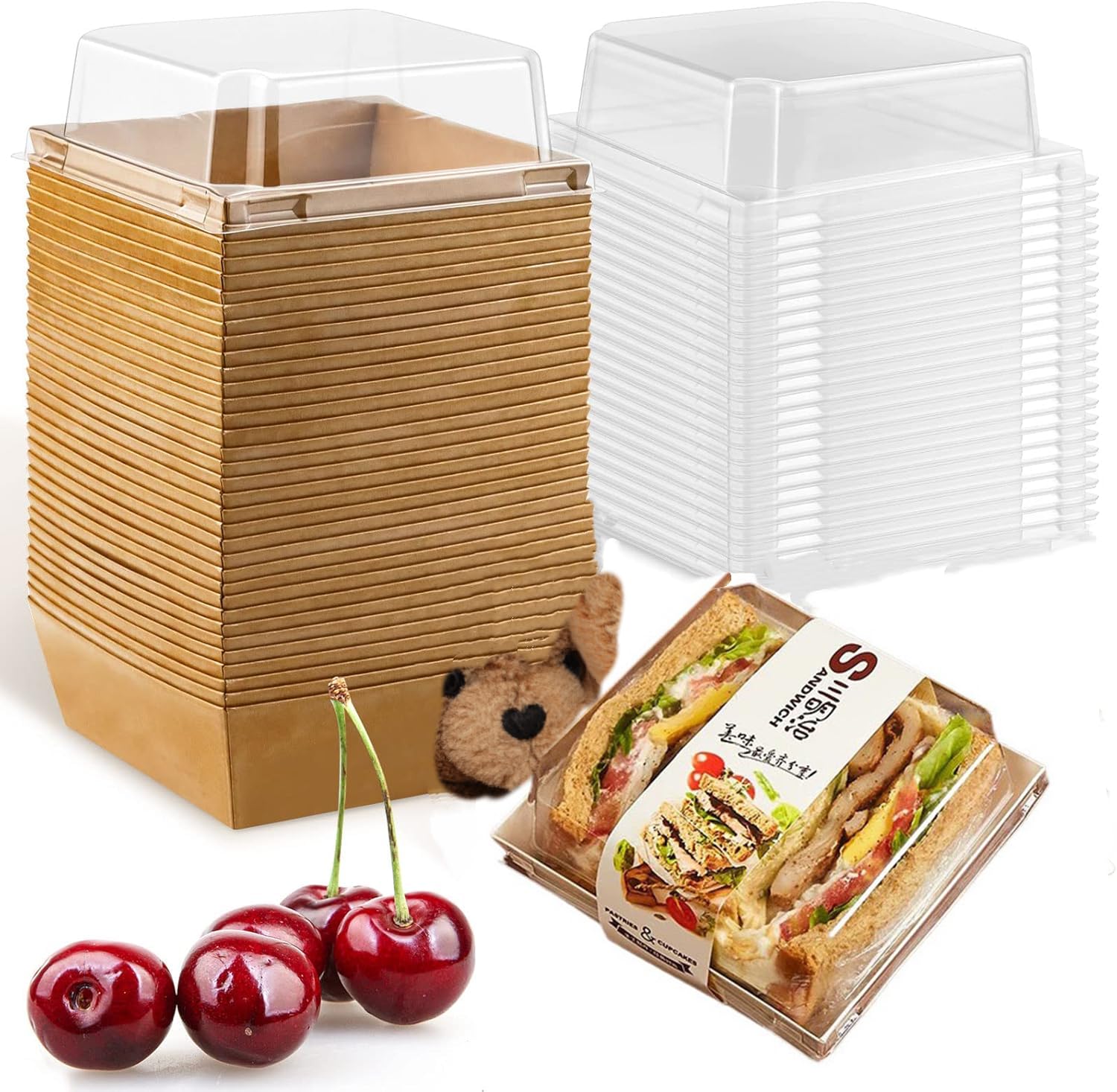ZHPLIX 50 charcuterie boxes with clear lids,sandwich box,disposable charcuterie boards with lids, mini charcuterie boxes 5
