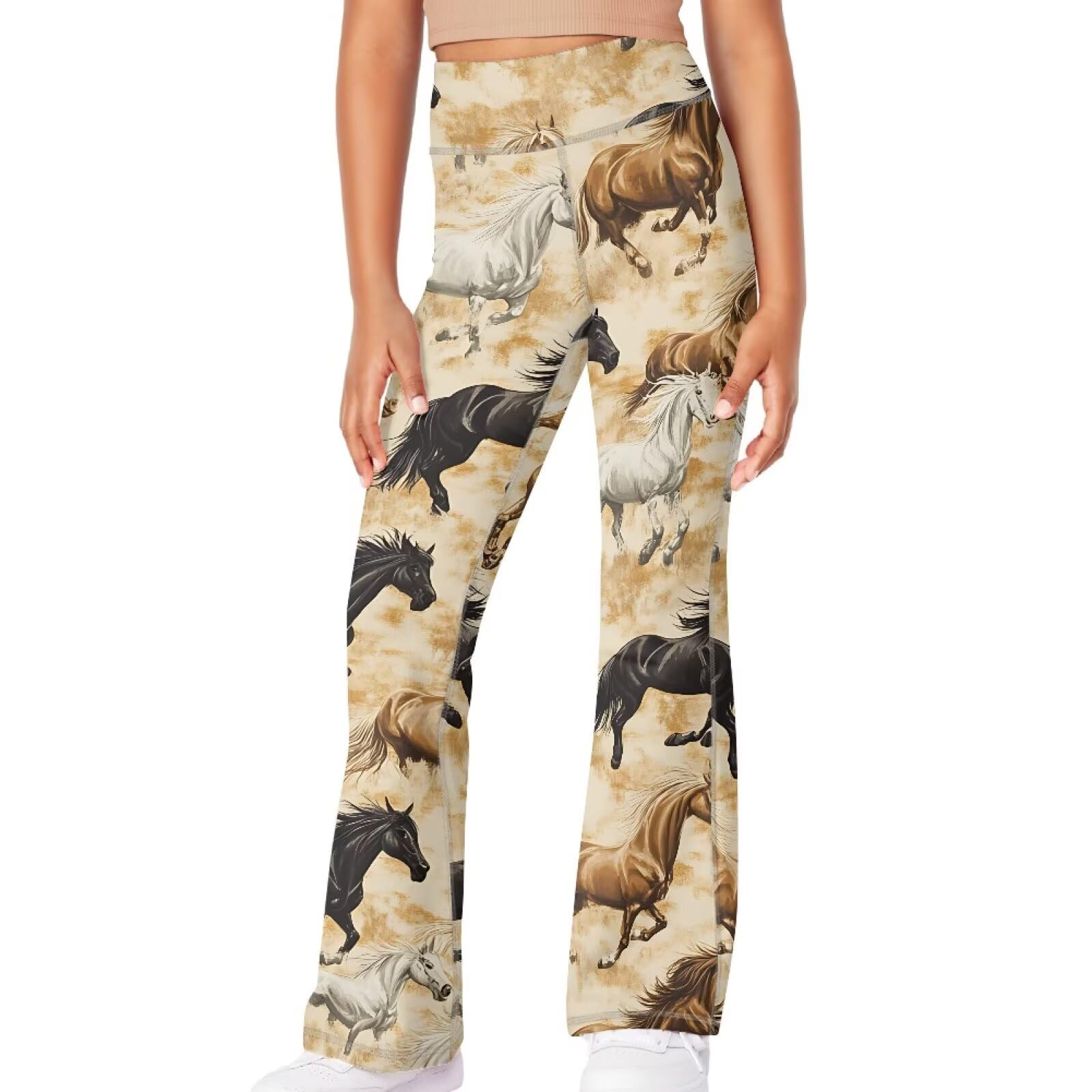 Girls Leggings Floral Print High-Waisted Flared Pants 5-14 Years