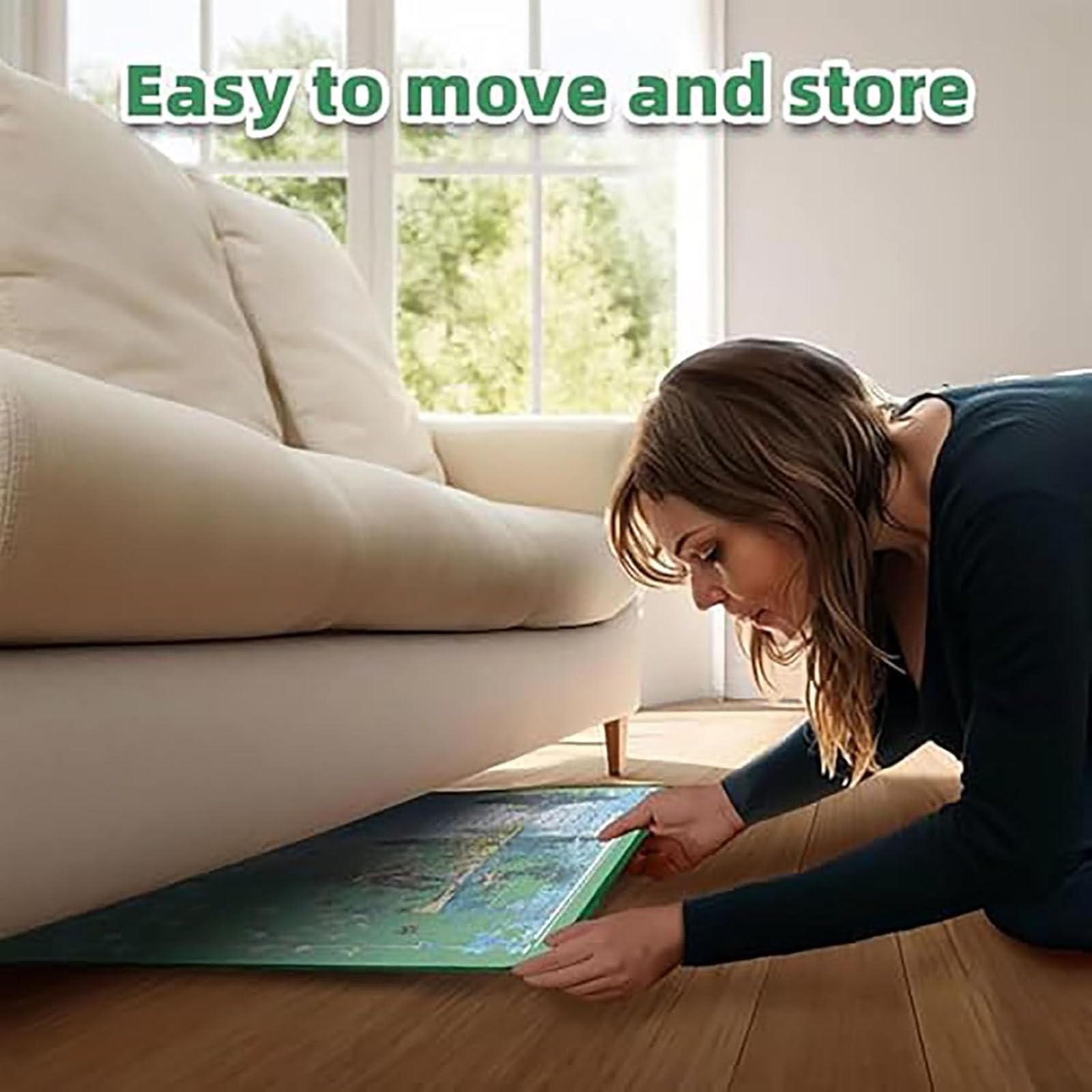Tappetino per puzzle pieghevole in feltro da 1000 pezzi, tappetino per puzzle con cassetti, kit di accessori per puzzle portatili, vassoi per smistamento del supporto, unici per adulti green