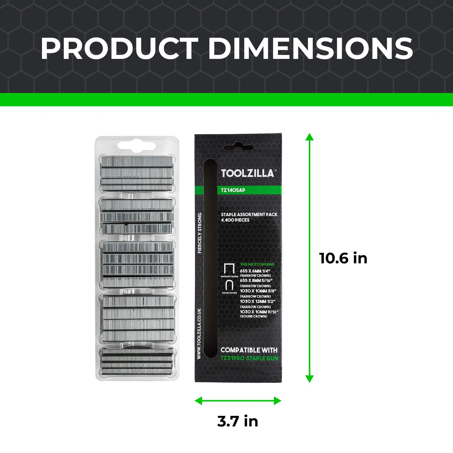 TOOLZILLA Staple Assortment Pack, 4,400 Pieces, Variety for Staple Gun and Stapler, Including Narrow Crown and Round Crown for Every Job, Replacement for Home DIY