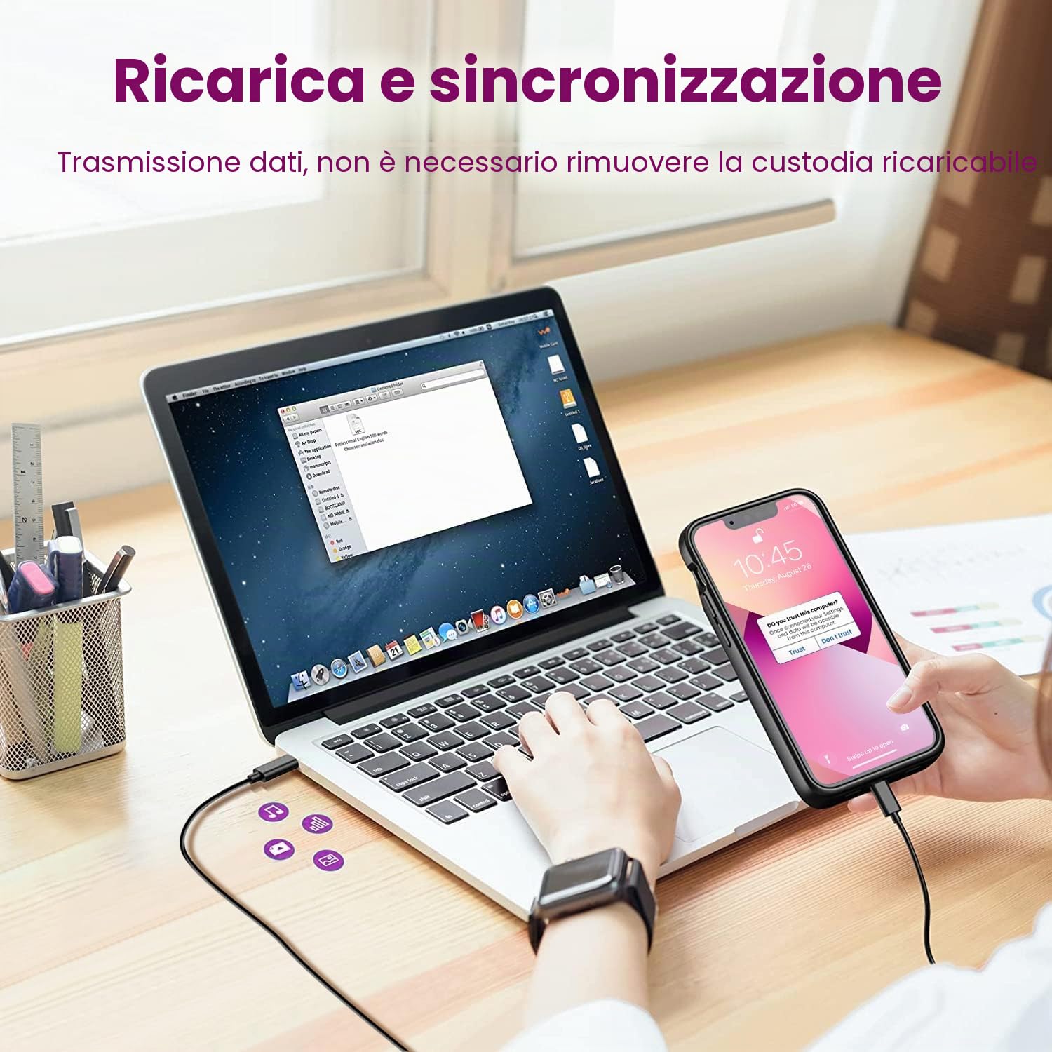 NEWDERY Custodia Batteria Per iPhone 12 Mini & 13 Mini, 4700mAh Protettiva Portatile, Ricaricabile Caricabatteria Estesa (5,4 ")