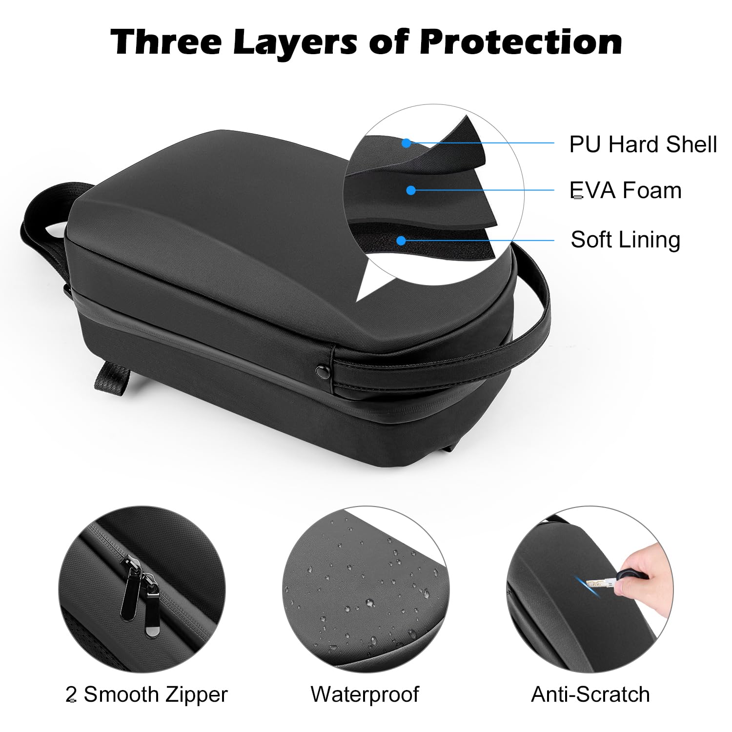 Hard Shell Travel Sling Bag Compatible With Nintendo Switch 2, Protective Case with Water-Resistant Design, Adjustable Strap, Crossbody Shoulder Backpack (Black) - Image 4