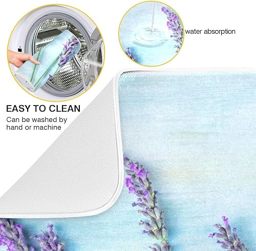 Miniatura 2 de Tapete de secado de platos con ramo de lavanda para cocina, absorbente, almohadilla de microfibra para secar platos y protector para encimeras de