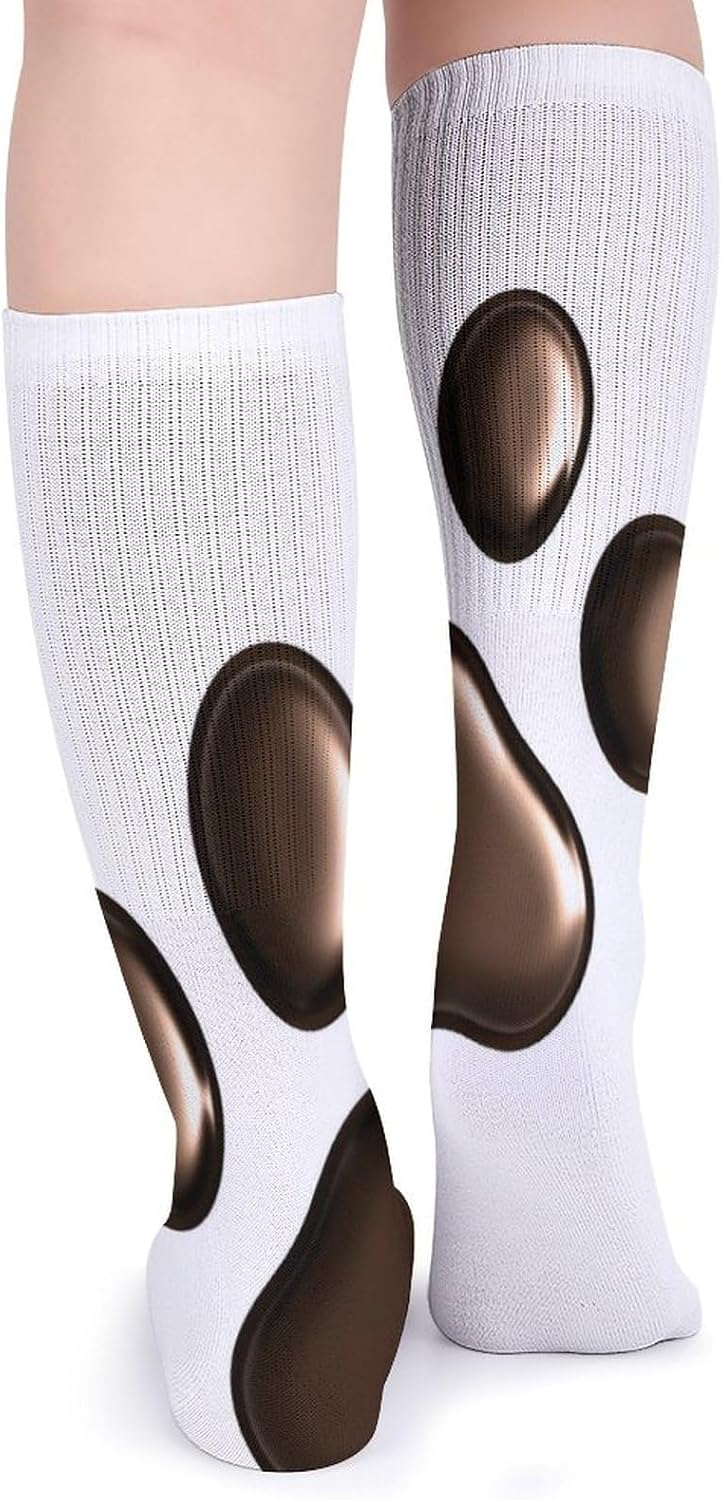5-Pack Knee High Socks, 15.7 Inch Breathable Casual Socks Pawprint Stockings for Men Women