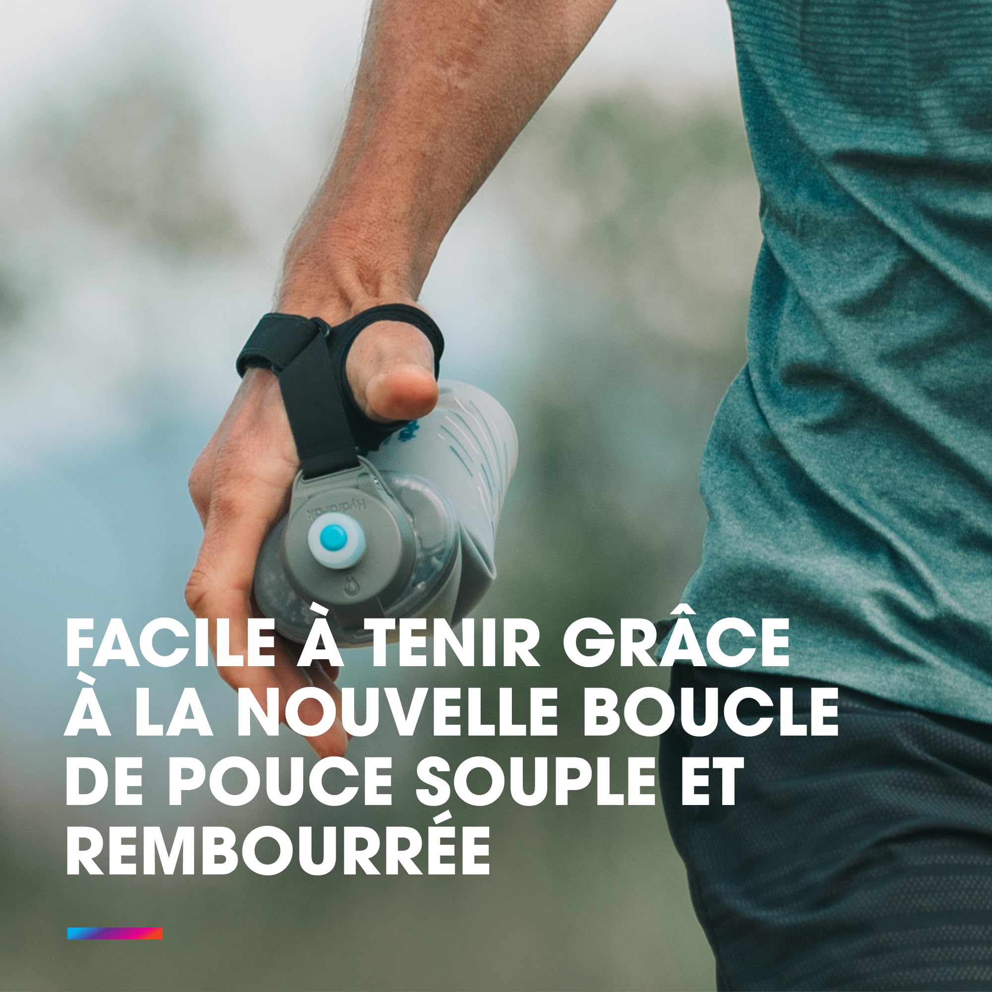 HydraPak Skyflask Speed 500 ml, Flasque avec sangle pour la main. Pour Trail et Running. Compatible avec les Gilets de Course - Gris